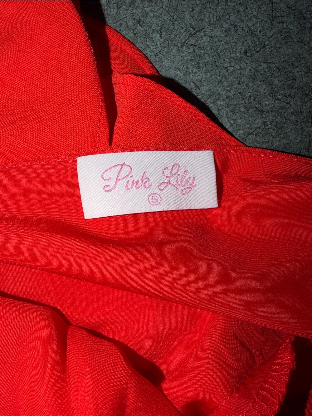 Pink Lily Red Orange Ruffle-Trim Mini Dress - Picture 5 of 6
